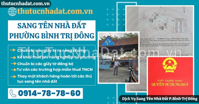 Dịch Vụ Sang Tên Nhà Đất Phường Bình Trị Đông
