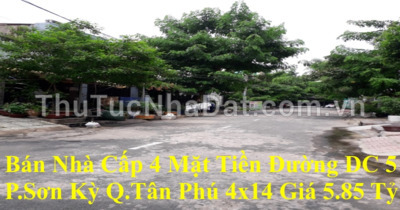 Nhà Mặt Tiền DC 5 Phường Sơn Kỳ Tân Phú (cách lế trọng tấn chỉ 150m )