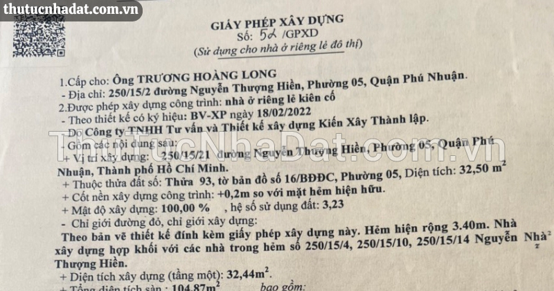 giấy phép xây dựng quận tân bình